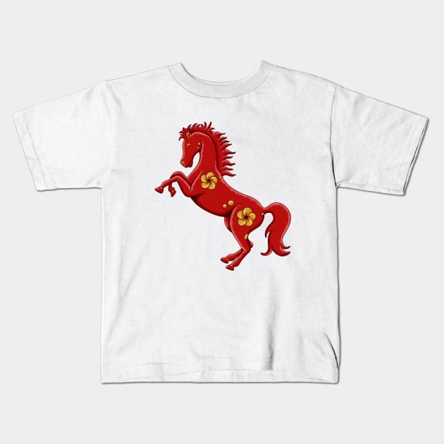 horse zodiac Kids T-Shirt by rikiumart21